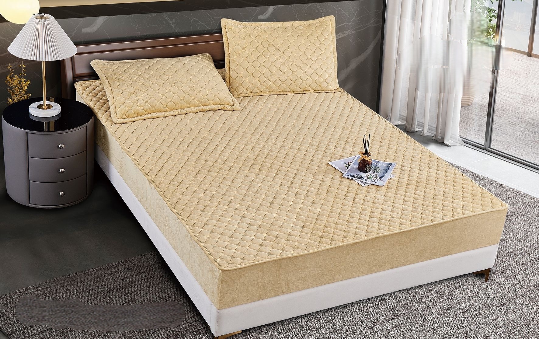 Husa de pat cu elastic matlasate 3 piese Eforie HM024
