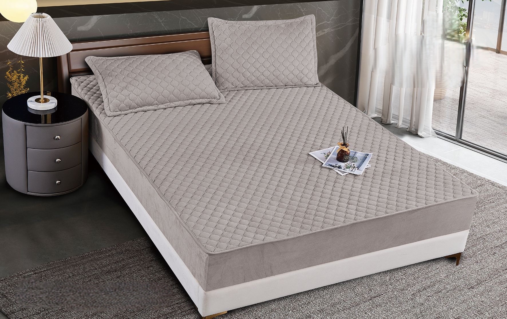 Husa de pat cu elastic matlasate 3 piese Mangalia HM026
