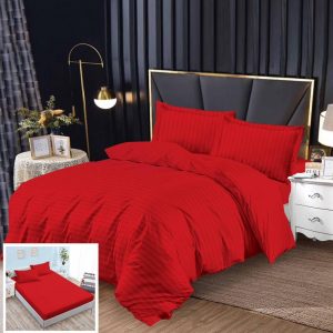 Lenjerie Damasc Ginger Dx001, Damasc, 4 Piese, Cu Elastic, Rosu