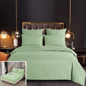 Lenjerie Damasc Eagle Dc008, Damasc, 6 Piese, Cu Elastic, Verde