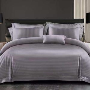 Lenjerie Damasc Deluxe Gandalf Dd011, Damasc, 6 Piese, Fara Elastic, Gri