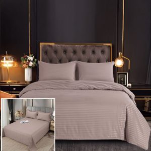 Lenjerie Damasc Shaparova Df002, Damasc, 6 Piese, Fara Elastic, Bej