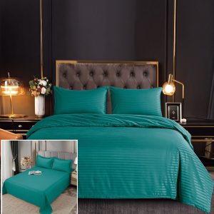 Lenjerie Damasc Twinings Df008, Damasc, 6 Piese, Fara Elastic, Verde