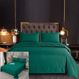 Lenjerie Damasc Alaska Df010, Damasc, 6 Piese, Fara Elastic, Verde