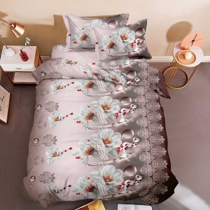 Lenjerie De Pat 3D - Kiki Xu010, Bumbac, 4 Piese, Fara Elastic, Imprimeu