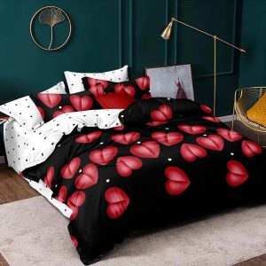 Lenjerie De Pat Up Xf001, Bumbac, 4 Piese, Fara Elastic, Negru