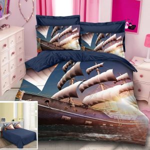 Lenjerie De Pat Caraibe Xf005, Bumbac, 4 Piese, Fara Elastic, Imprimeu