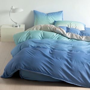 Lenjerie De Pat Stiinta Xf023, Bumbac, 4 Piese, Fara Elastic, Albastru