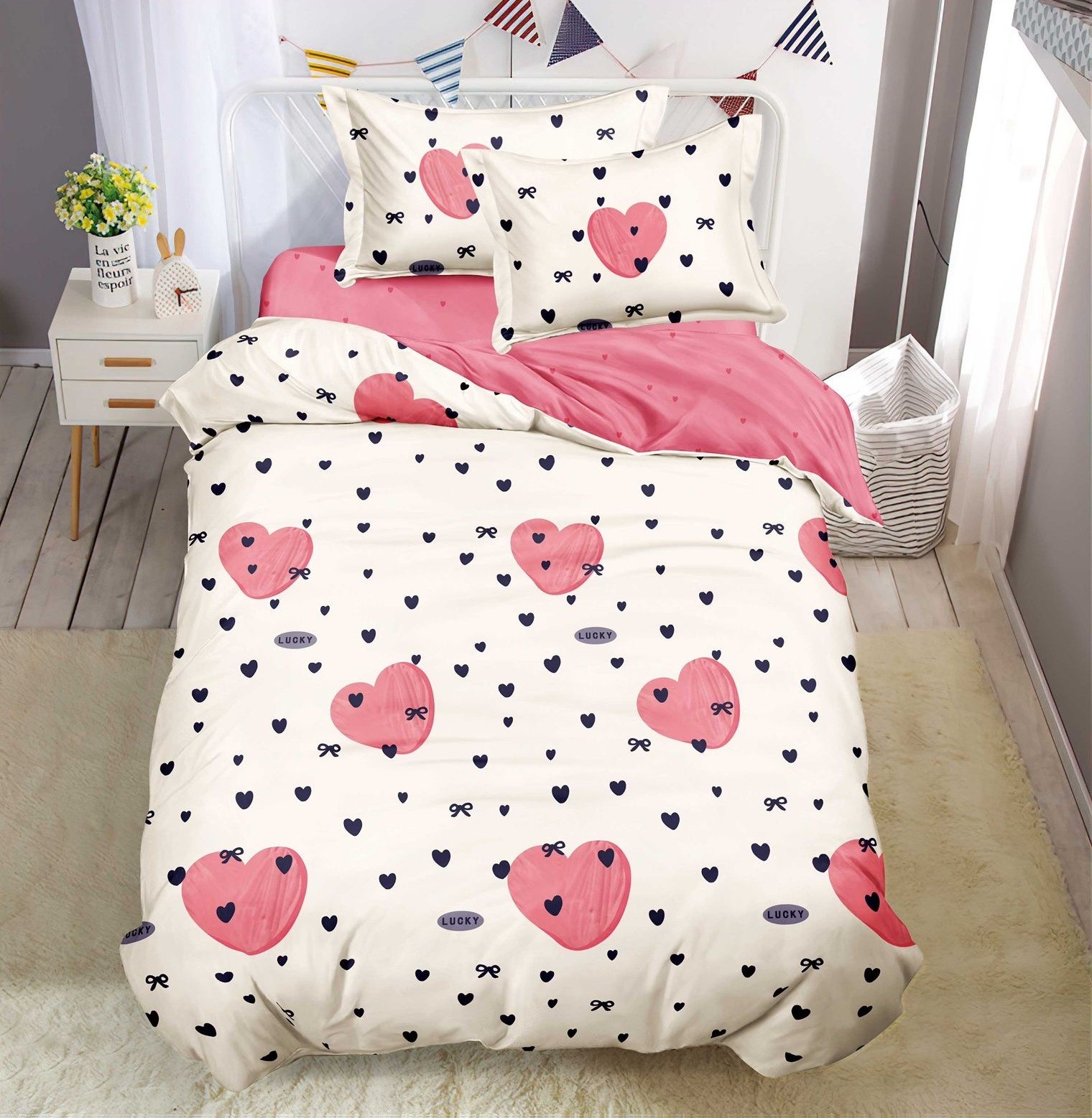 Lenjerie de pat fara elastic 4 piese Girly XF028