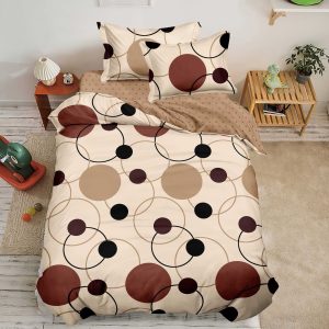 Lenjerie De Pat Round Xf064, Bumbac, 4 Piese, Fara Elastic, Imprimeu