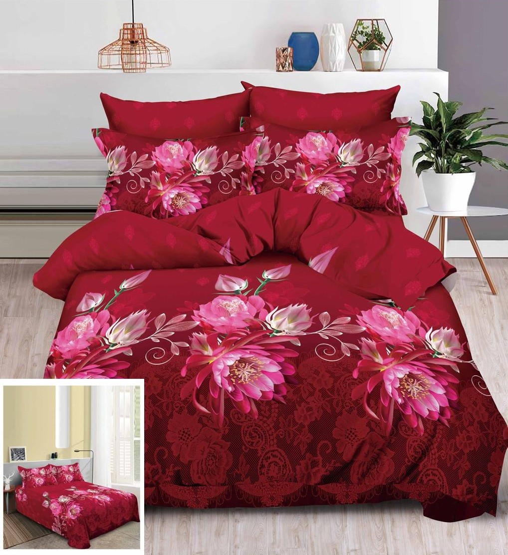 Lenjerie pat 3D fara elastic 6 piese Velvet SD011