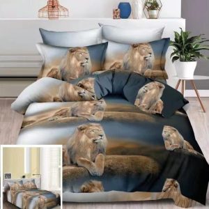 Lenjerie Pat 3D Londra Sd019, Bumbac, 4 Piese, Fara Elastic, Imprimeu