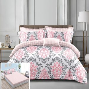 Lenjerie Pat Herald Px008, Bumbac, 4 Piese, Cu Elastic, Roz