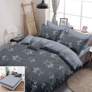 Lenjerie Pat Crusader Px009, Bumbac, 4 Piese, Cu Elastic, Gri