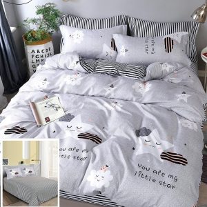 Lenjerie Pat Bedlam Px013, Bumbac, 4 Piese, Cu Elastic, Gri