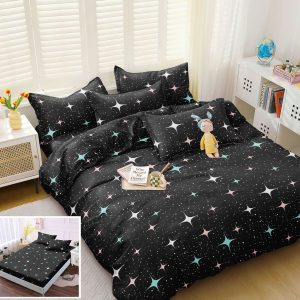 Lenjerie Pat Triple Px018, Bumbac, 4 Piese, Cu Elastic, Negru