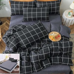 Lenjerie Pat Hierro Px048, Bumbac, 4 Piese, Cu Elastic, Gri, Negru