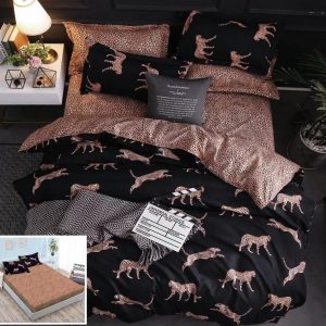 Lenjerie Pat Feeding Px059, Bumbac, 4 Piese, Cu Elastic, Maro, Negru