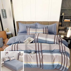 Lenjerie Pat Dorothea Sx006, Bumbac, 6 Piese, Cu Elastic, Albastru, Imprimeu