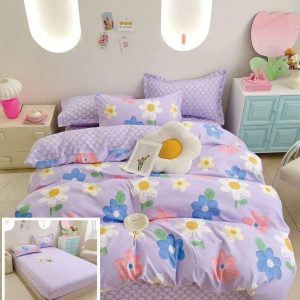 Lenjerie Pat Harlow Sx008, Bumbac, 6 Piese, Cu Elastic, Imprimeu, Roz