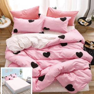 Lenjerie Pat Catel Sx020, Bumbac, 6 Piese, Cu Elastic, Alb, Roz