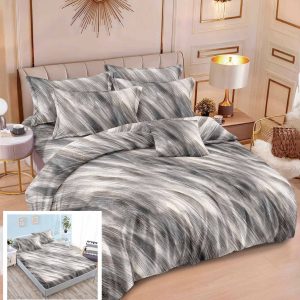 Lenjerie Pat Delvira Sx021, Bumbac, 6 Piese, Cu Elastic, Gri, Imprimeu