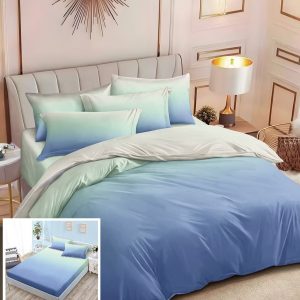 Lenjerie Pat Madison Sx023, Bumbac, 6 Piese, Cu Elastic, Albastru, Verde