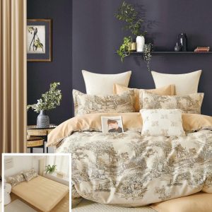 Lenjerie Pat Fatma Sx026, Bumbac, 6 Piese, Cu Elastic, Crem