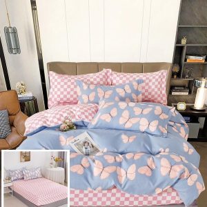 Lenjerie Pat Elisabeth Sx027, Bumbac, 6 Piese, Cu Elastic, Albastru, Rosu