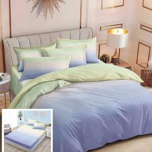 Lenjerie Pat Allegra Sx036, Bumbac, 6 Piese, Cu Elastic, Albastru, Verde