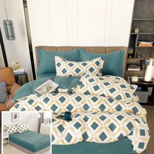 Lenjerie Pat Bea Sx038, Bumbac, 6 Piese, Cu Elastic, Albastru