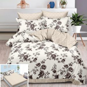 Lenjerie Pat Honey Sx108, Bumbac, 6 Piese, Cu Elastic, Crem, Imprimeu