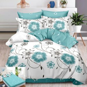 Lenjerie Pat Lulu Sx120, Bumbac, 6 Piese, Cu Elastic, Albastru, Imprimeu