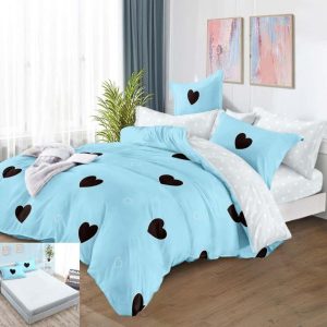 Lenjerie Pat Kate Sx147, Bumbac, 6 Piese, Cu Elastic, Albastru