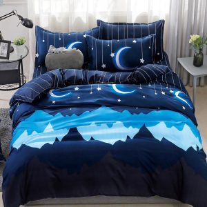 Lenjerie Pat Kultur Fx015, Bumbac, 4 Piese, Fara Elastic, Albastru