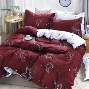 Lenjerie Pat Basilius Fx035, Bumbac, 4 Piese, Fara Elastic, Rosu