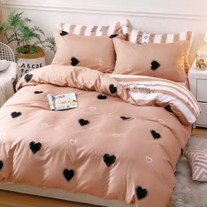 Lenjerie Pat Akita Fx049, Bumbac, 4 Piese, Fara Elastic, Crem, Portocaliu