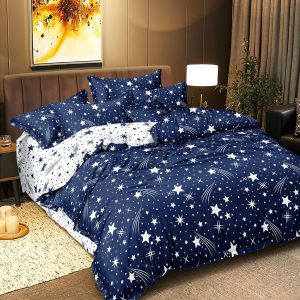 Lenjerie Pat Kleekai Fx053, Bumbac, 4 Piese, Fara Elastic, Albastru