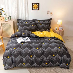 Lenjerie Pat Bluetit Fx061, Bumbac, 4 Piese, Fara Elastic, Galben, Negru