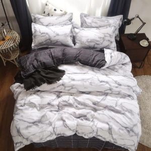 Lenjerie Pat Magpie Fx075, Bumbac, 4 Piese, Fara Elastic, Alb, Negru