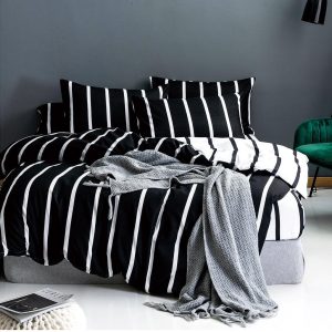 Lenjerie Pat Erin Fx081, Bumbac, 4 Piese, Fara Elastic, Alb, Negru