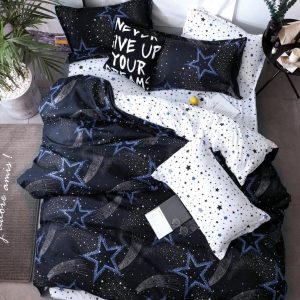 Lenjerie Pat Iolanda Fx082, Bumbac, 4 Piese, Fara Elastic, Alb, Albastru, Negru