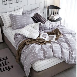 Lenjerie Pat Smaranda Fx088, Bumbac, 4 Piese, Fara Elastic, Alb, Gri