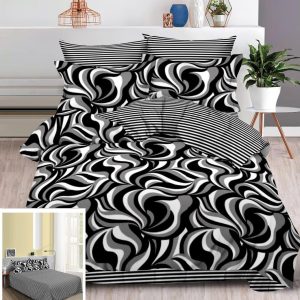 Lenjerie Pat Valentina Sf017, Bumbac, 4 Piese, Fara Elastic, Alb, Gri, Negru