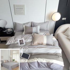 Lenjerie Pat Mirabela Sf045, Bumbac, 4 Piese, Fara Elastic, Gri, Lila