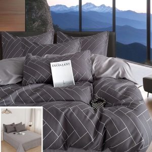 Lenjerie Pat Oana Sf050, Bumbac, 4 Piese, Fara Elastic, Gri, Negru