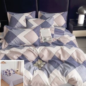 Lenjerie Pat Sabina Sf053, Bumbac, 4 Piese, Fara Elastic, Bej, Lila