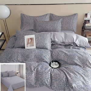 Lenjerie Pat Sonia Sf054, Bumbac, 4 Piese, Fara Elastic, Gri, Lila