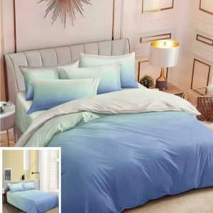 Lenjerie Pat Adela Sf056, Bumbac, 4 Piese, Fara Elastic, Albastru