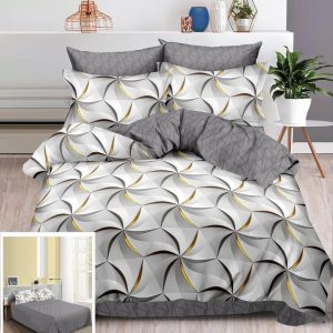 Lenjerie Pat Niki Sf077, Bumbac, 4 Piese, Fara Elastic, Gri, Imprimeu